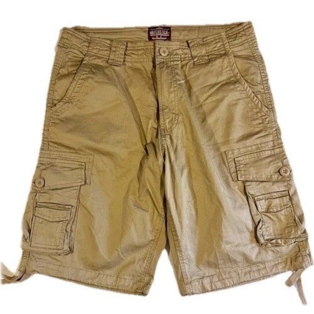 Matchstick Men’s Cargo Shorts Tan Drawstring Size 36 (34) 100% Cotton